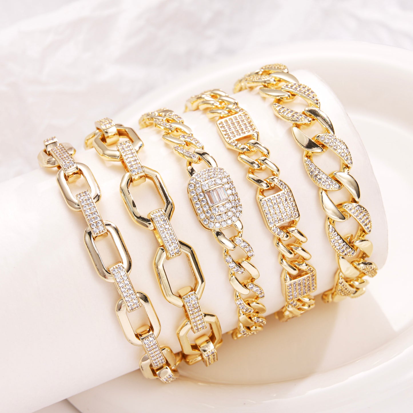 PinkFancy Jewelry 14K Gold-plated copper Luxury Cuban Chain wholesale bracelet