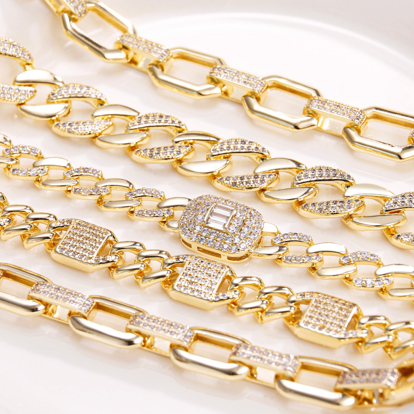 PinkFancy Jewelry 14K Gold-plated copper Luxury Cuban Chain wholesale bracelet