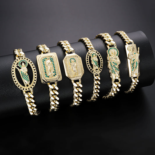 PinkFancy Jewelry 14K Gold-plated copper Catholicism Christianity wholesale St. Jude  bracelet