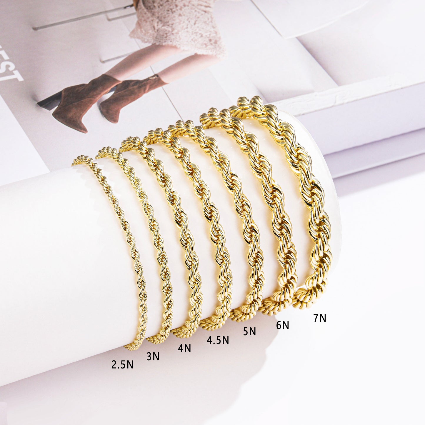 PinkFancy Jewelry 14K Gold-plated copper Rope Chain wholesale bracelet