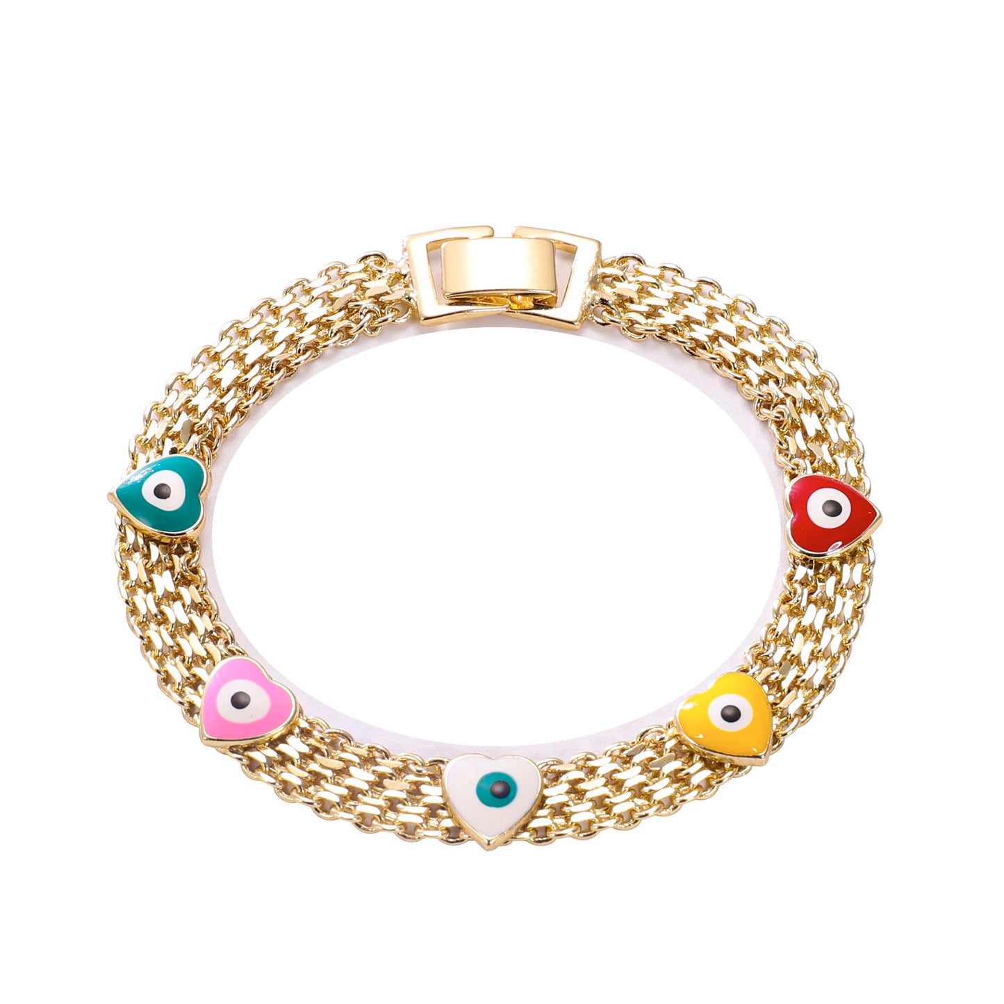 PinkFancy Jewelry 14K Gold-plated copper Heart-shaped elephant butterfly Evil Eyes wholesale bracelet