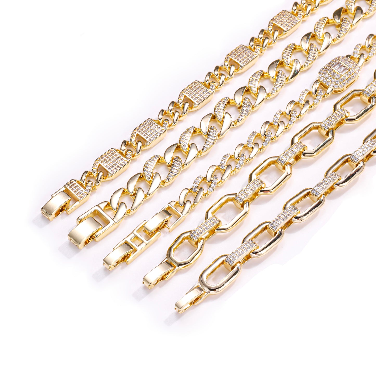 PinkFancy Jewelry 14K Gold-plated copper Luxury Cuban Chain wholesale bracelet