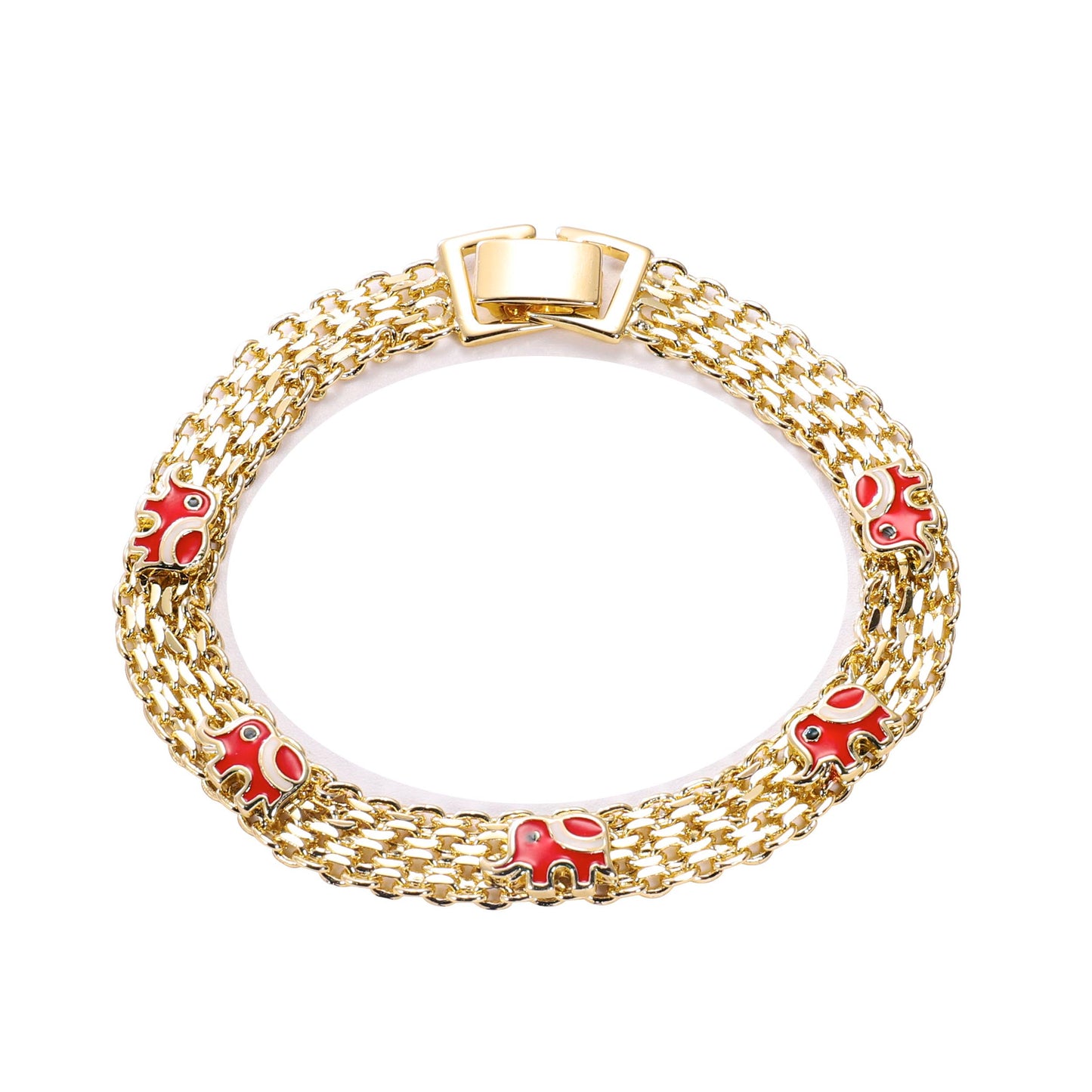 PinkFancy Jewelry 14K Gold-plated copper Heart-shaped elephant butterfly Evil Eyes wholesale bracelet