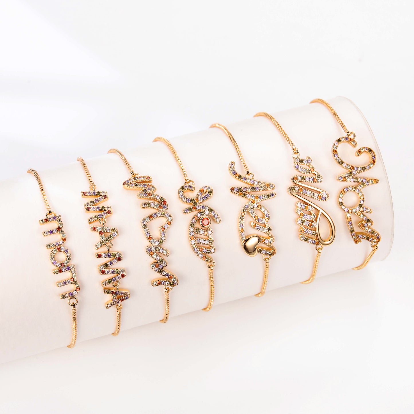 PinkFancy Jewelry 18K Gold-plated copper color cubic zirconia setting wholesale mom bracelet