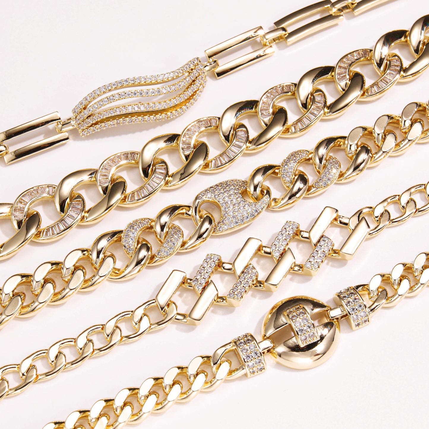 PinkFancy Jewelry 14K Gold-plated copper cubic zirconia setting Miami Cuba Chain wholesale