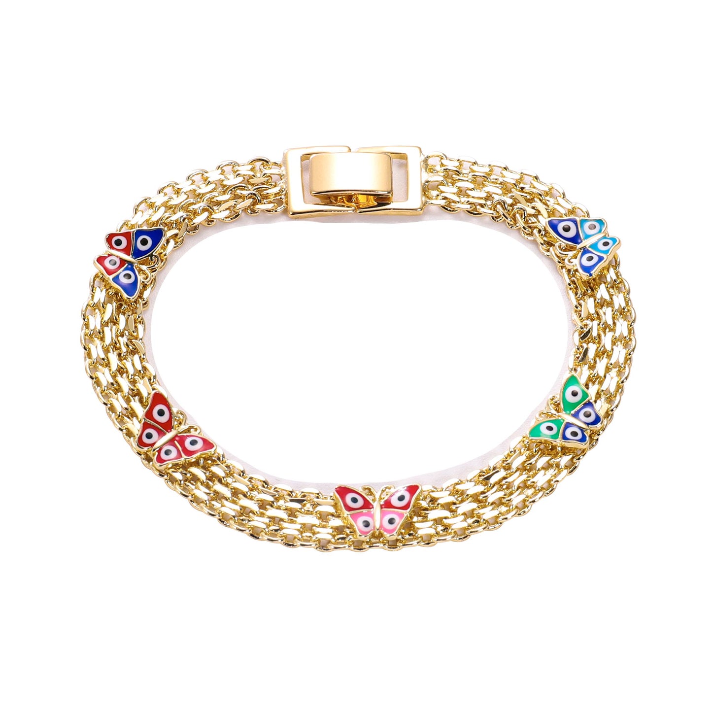 PinkFancy Jewelry 14K Gold-plated copper Heart-shaped elephant butterfly Evil Eyes wholesale bracelet