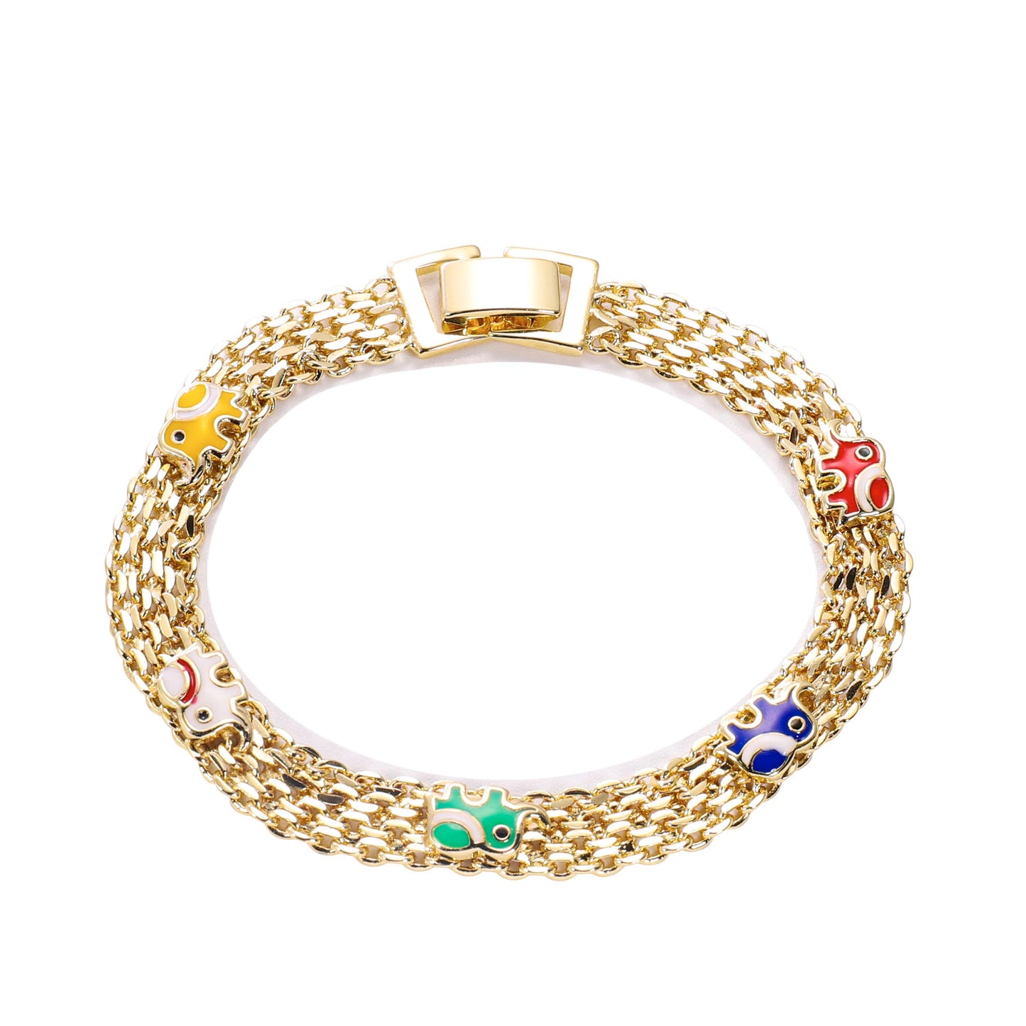 PinkFancy Jewelry 14K Gold-plated copper Heart-shaped elephant butterfly Evil Eyes wholesale bracelet