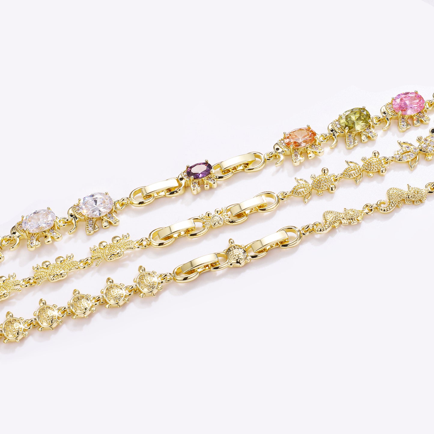 PinkFancy Jewelry 14K Gold-plated copper cubic zirconia setting Animal Series wholesale bracelet