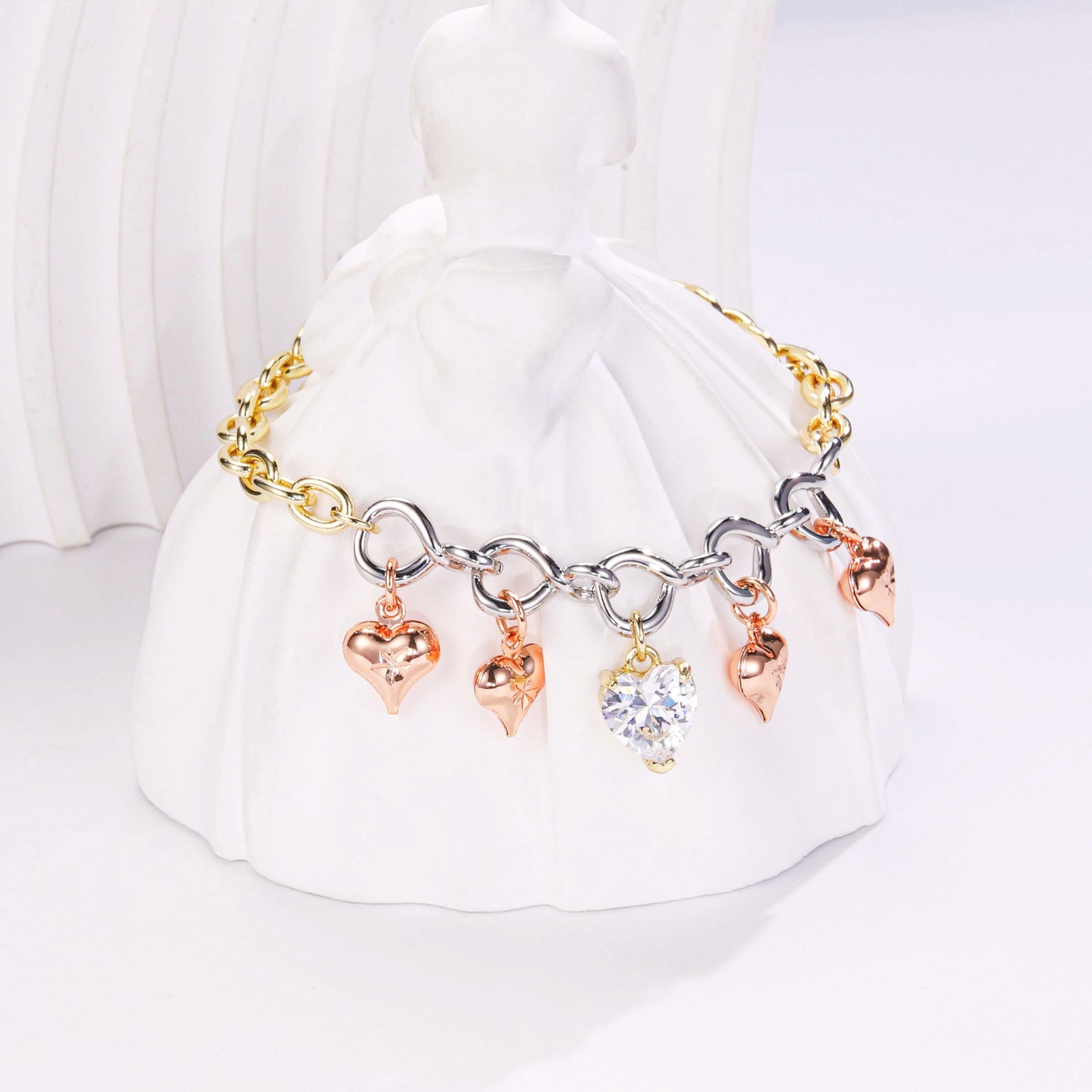 PinkFancy Jewelry 14K Gold-plated copper cubic zirconia setting Three colors wholesale bracelet