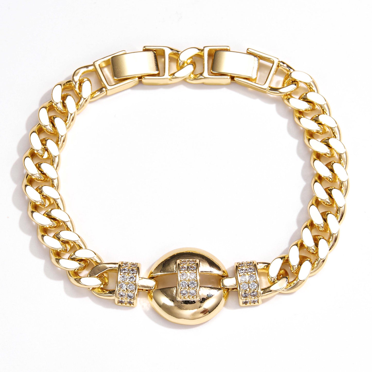 PinkFancy Jewelry 14K Gold-plated copper cubic zirconia setting Miami Cuba Chain wholesale