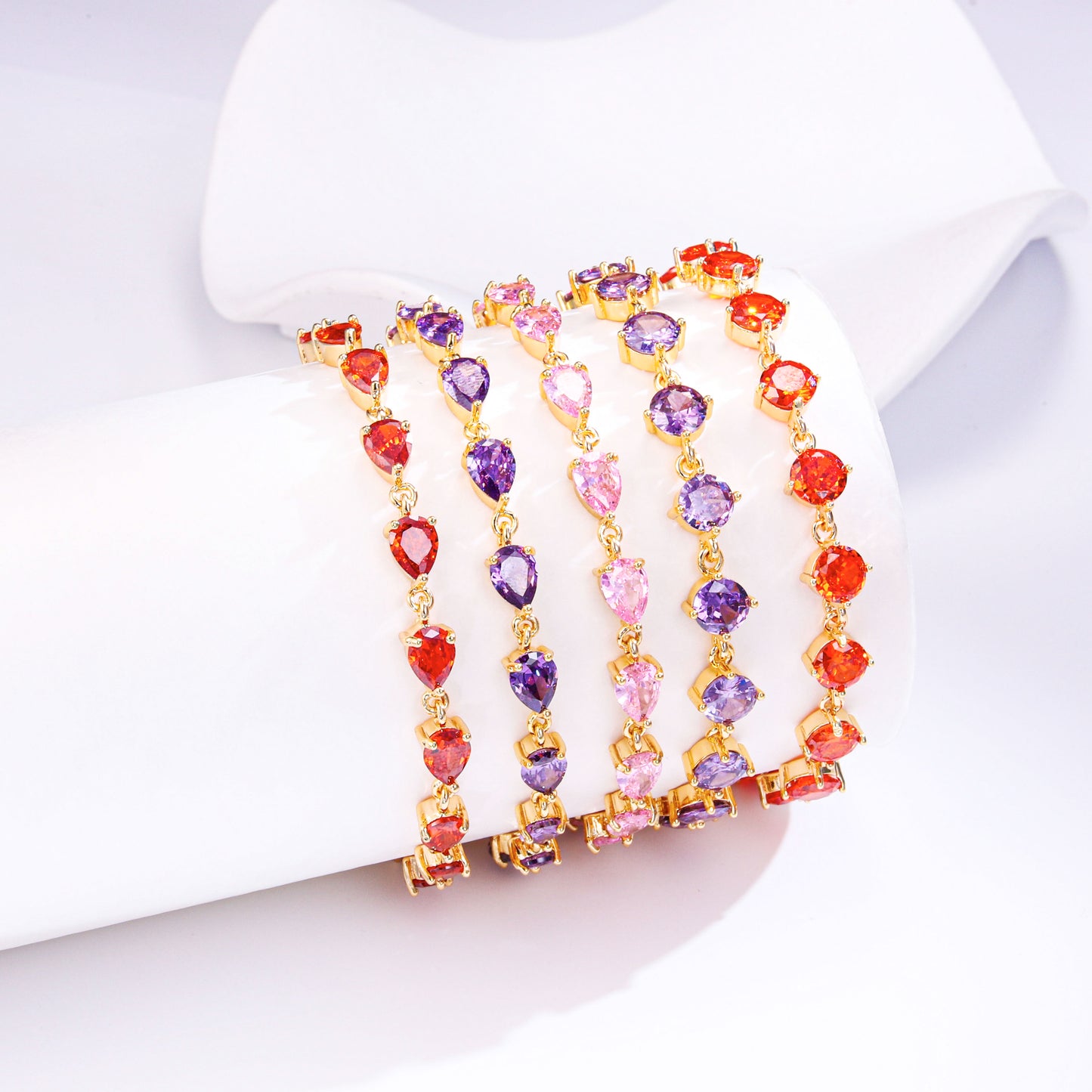 PinkFancy Jewelry 18K Gold-plated copper color cubic zirconia setting wholesale bracelet
