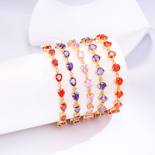 PinkFancy Jewelry 18K Gold-plated copper color cubic zirconia setting wholesale bracelet