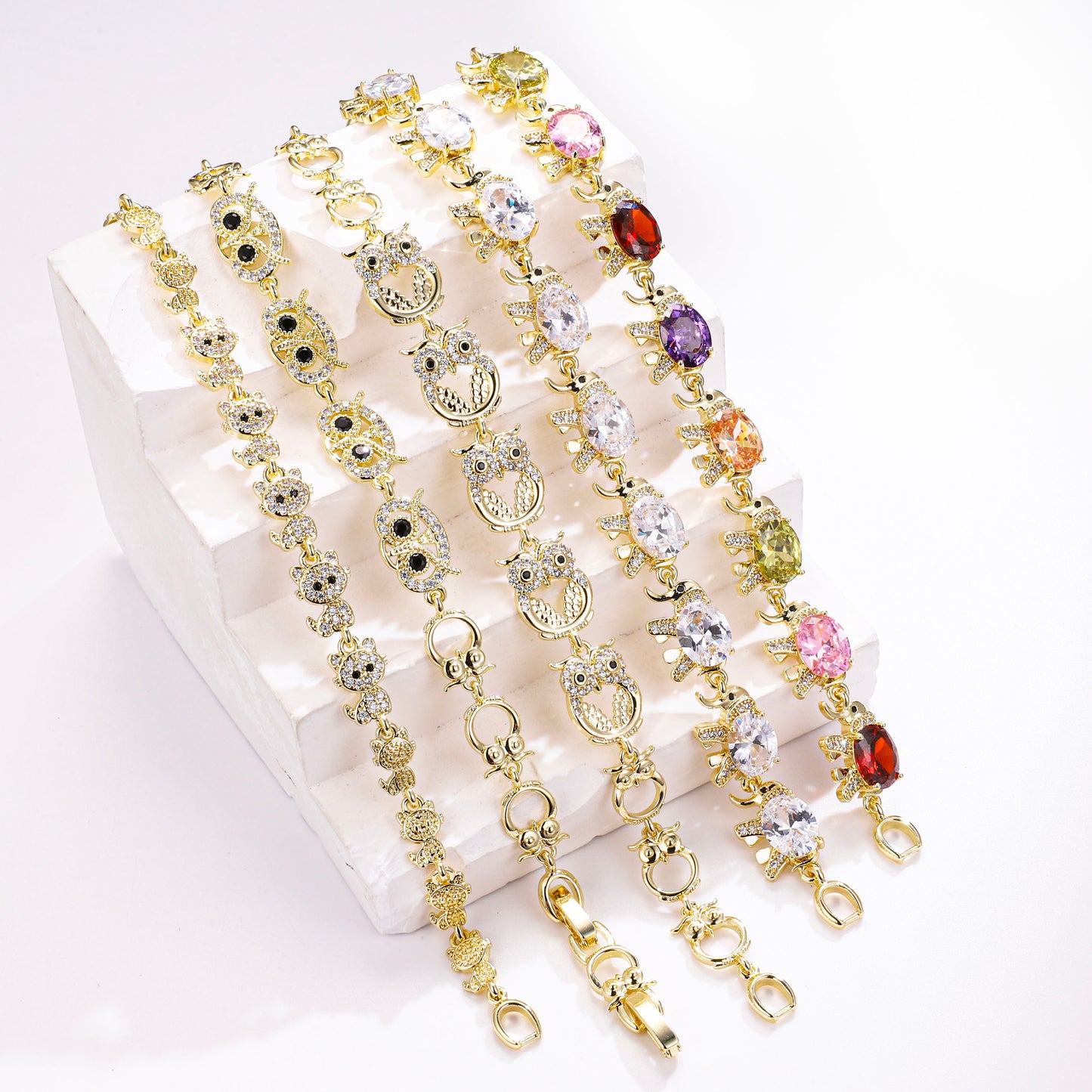 PinkFancy Jewelry 14K Gold-plated copper cubic zirconia setting Animal Series wholesale bracelet