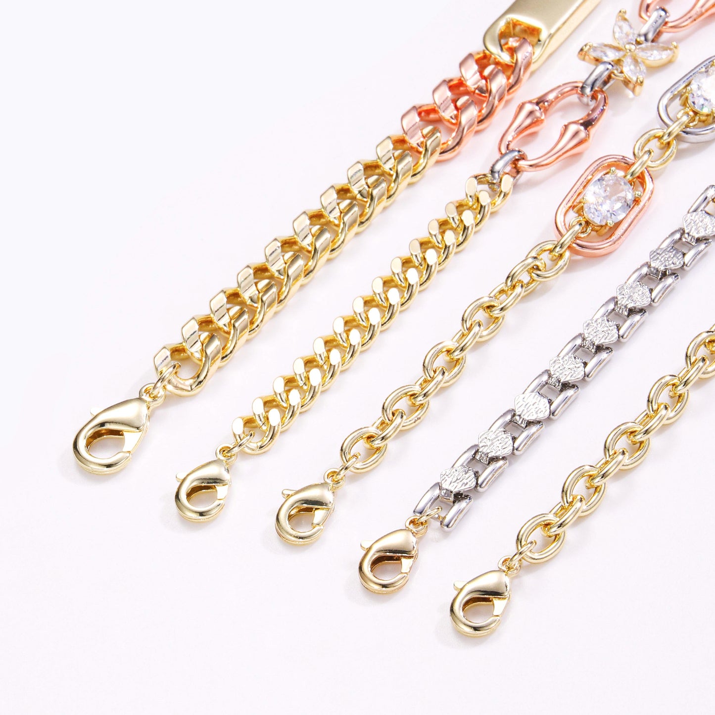 PinkFancy Jewelry 14K Gold-plated copper cubic zirconia setting Three colors wholesale bracelet