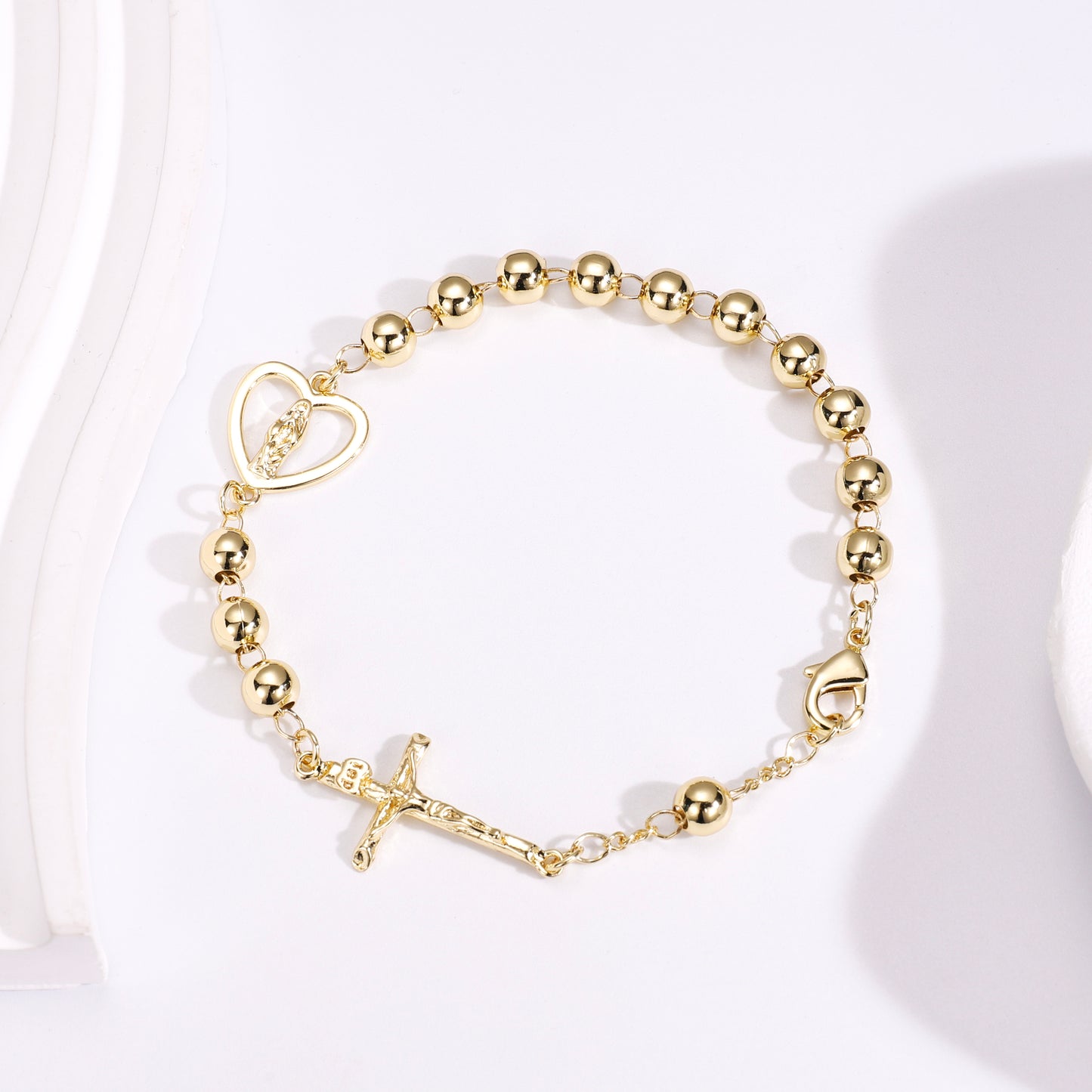 PinkFancy Jewelry 14K Gold-plated copper cubic zirconia setting Catholicism Christianity wholesale bracelet