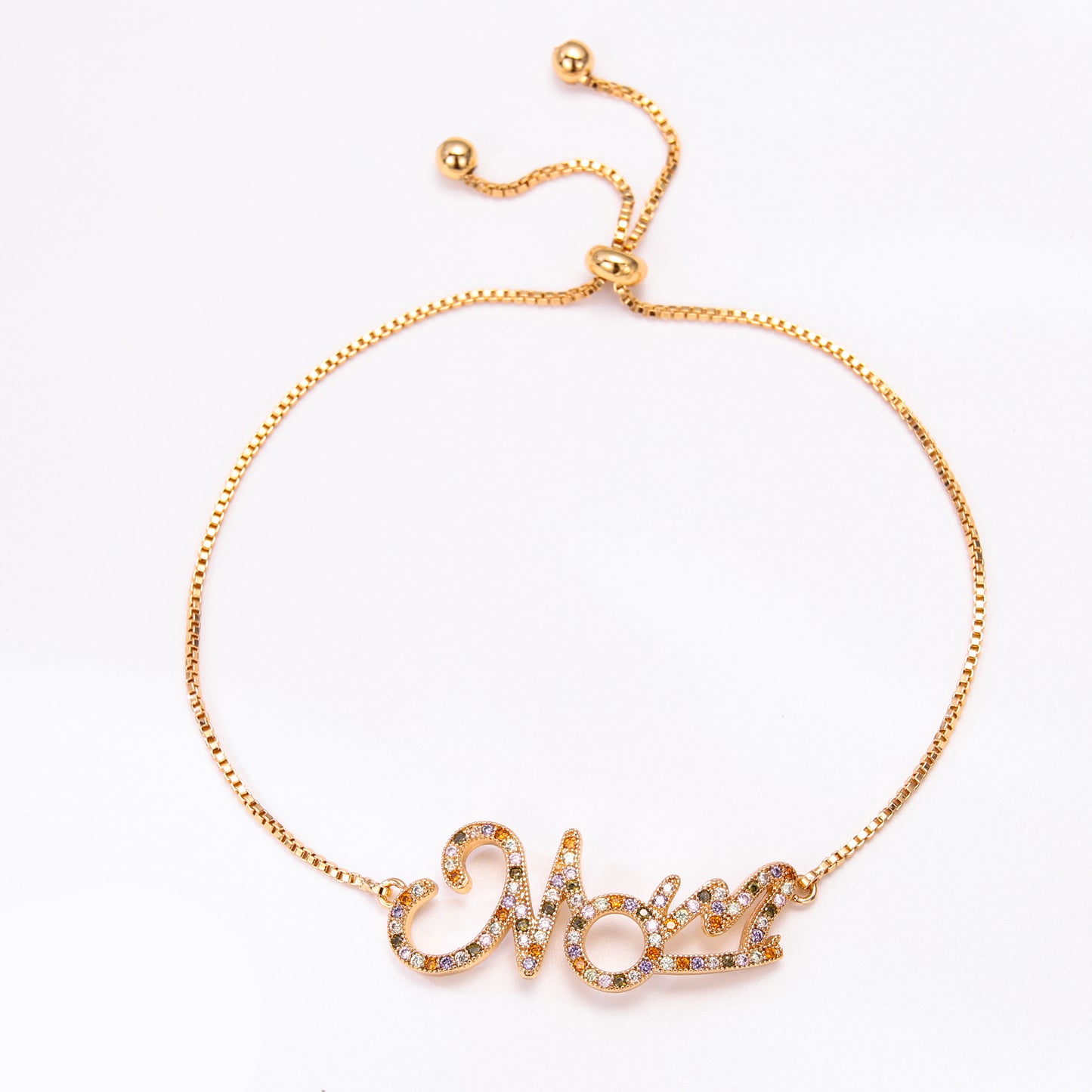 PinkFancy Jewelry 18K Gold-plated copper color cubic zirconia setting wholesale mom bracelet