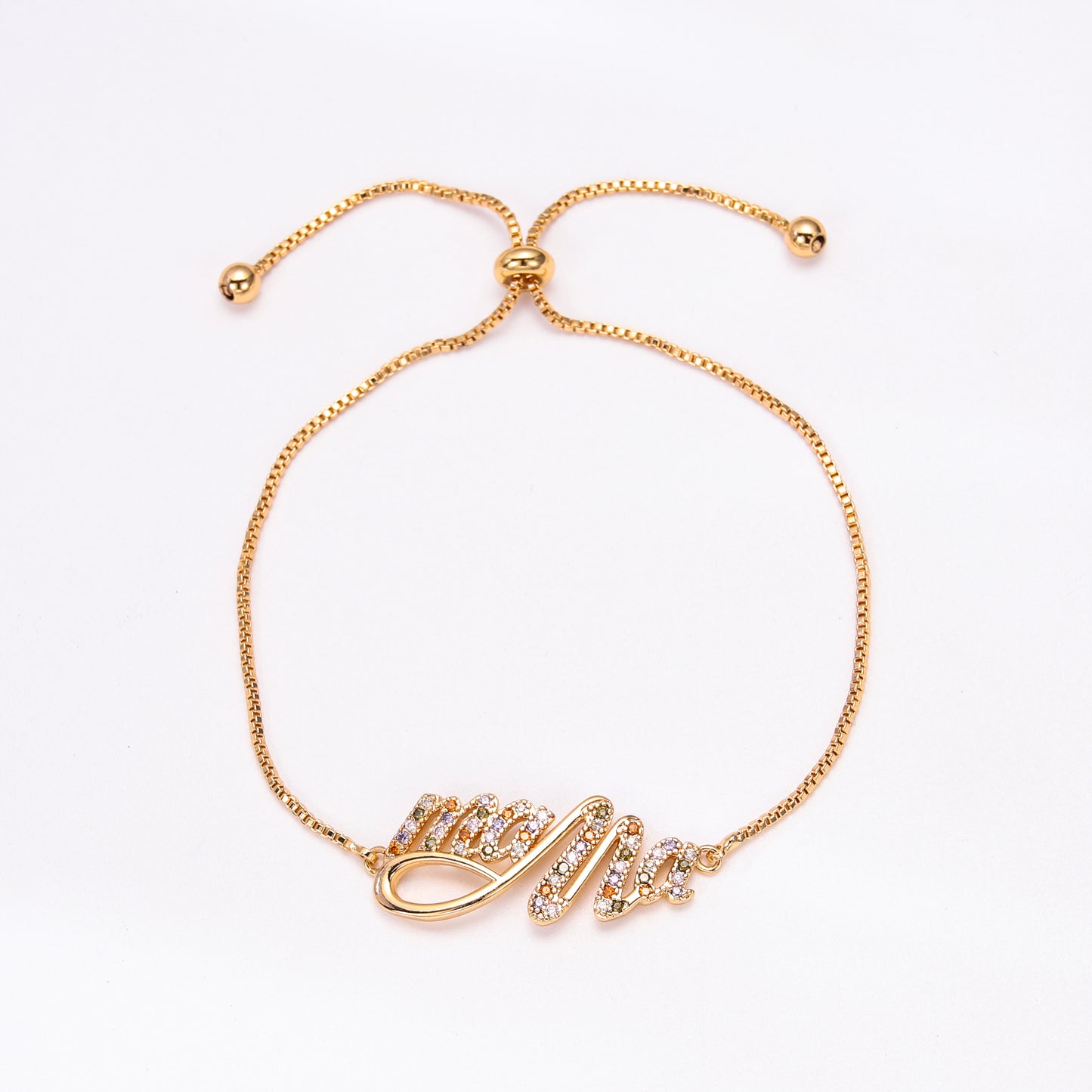 PinkFancy Jewelry 18K Gold-plated copper color cubic zirconia setting wholesale mom bracelet