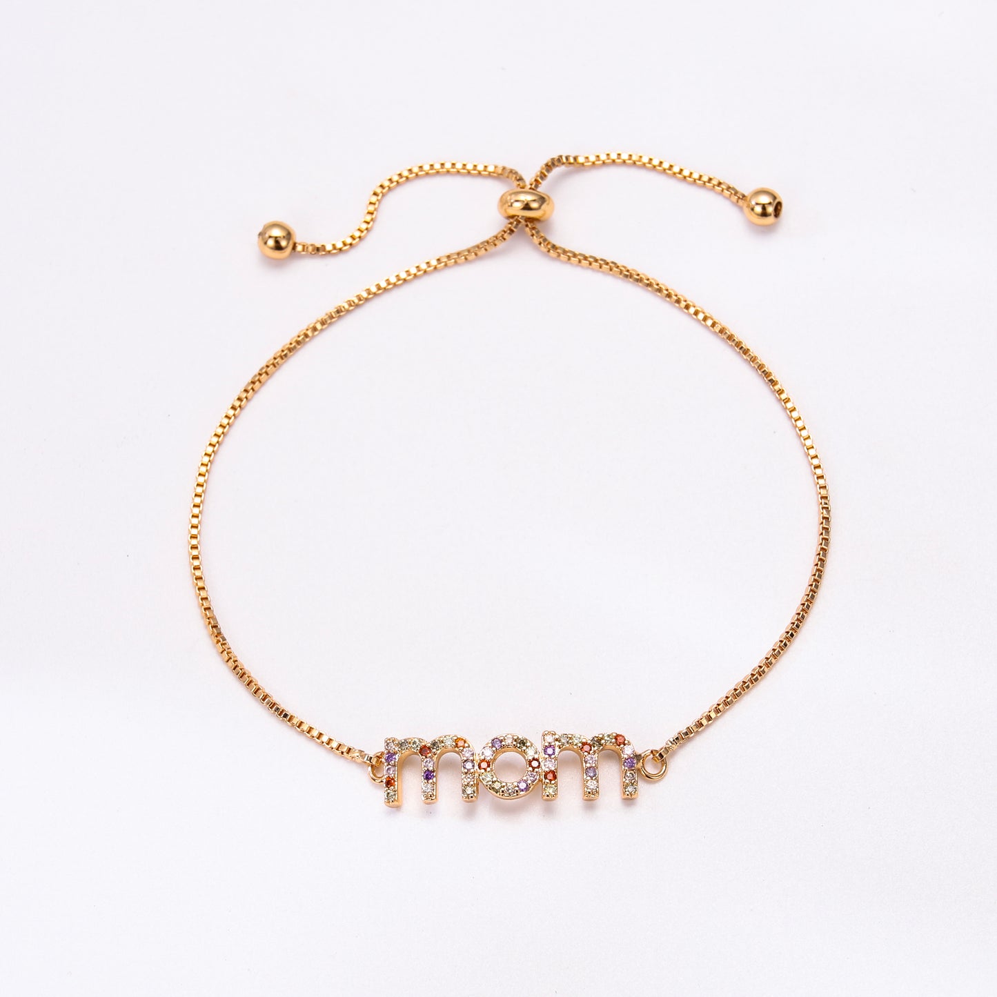 PinkFancy Jewelry 18K Gold-plated copper color cubic zirconia setting wholesale mom bracelet
