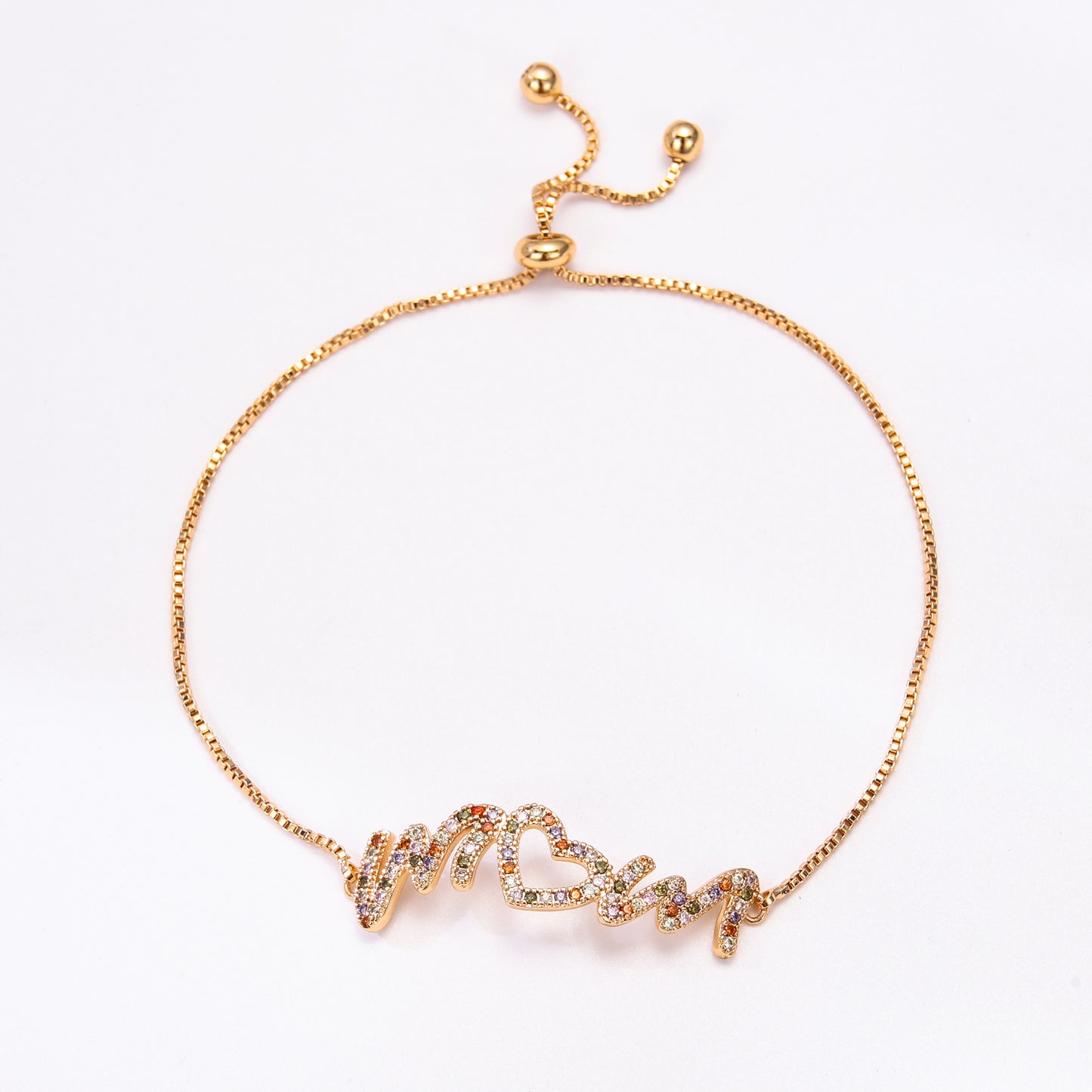 PinkFancy Jewelry 18K Gold-plated copper color cubic zirconia setting wholesale mom bracelet