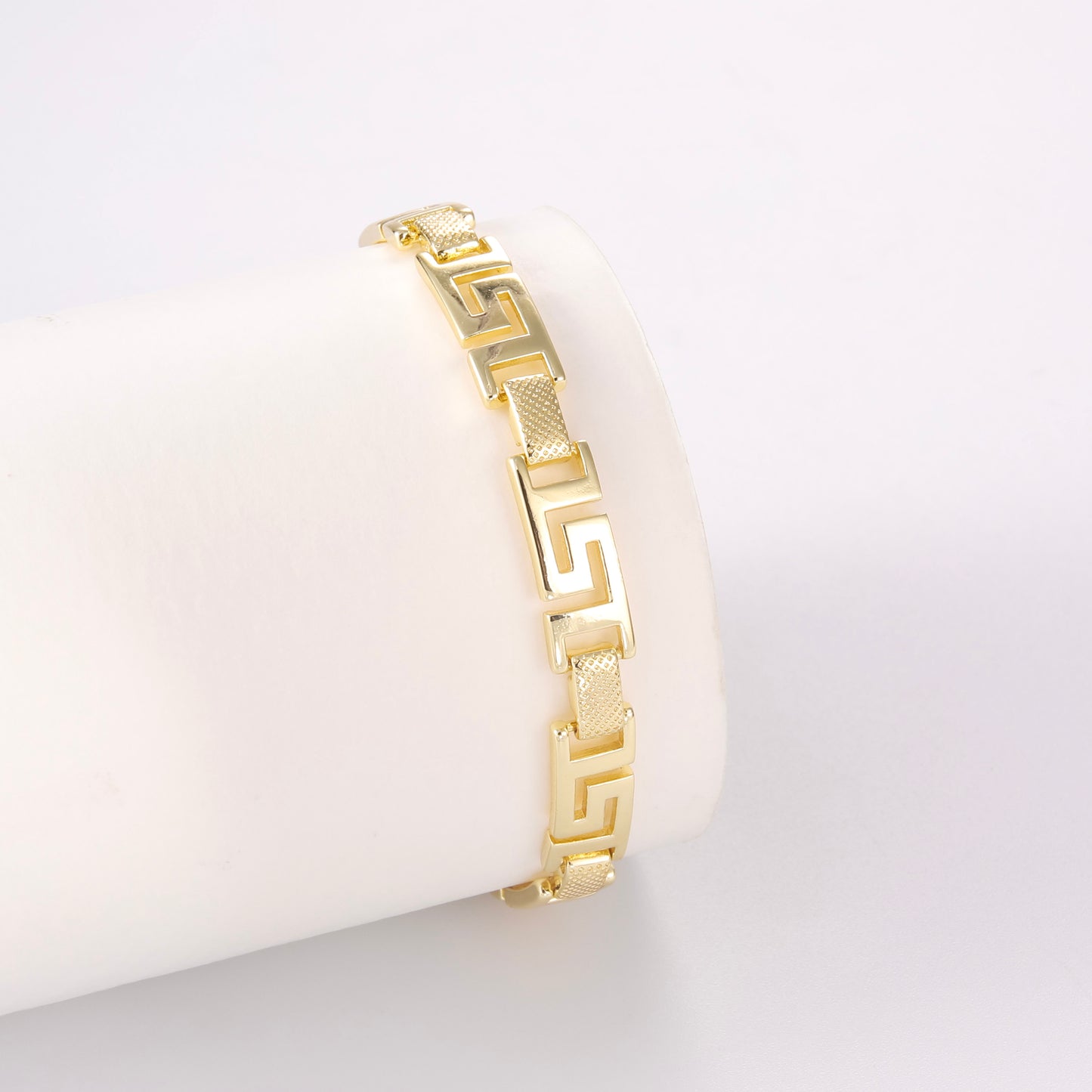 PinkFancy Jewelry 14K Gold-plated copper cubic zirconia setting  openwork carved maze design wholesale bracelet