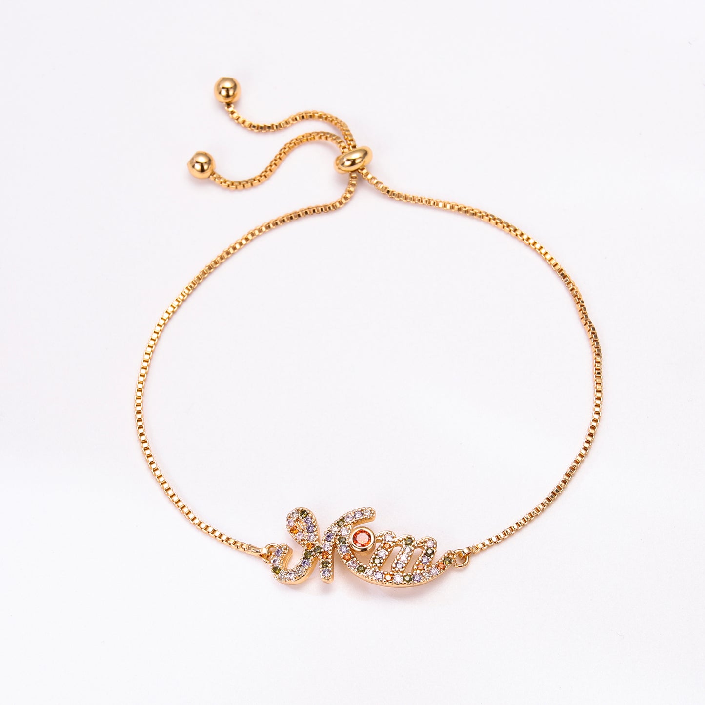 PinkFancy Jewelry 18K Gold-plated copper color cubic zirconia setting wholesale mom bracelet