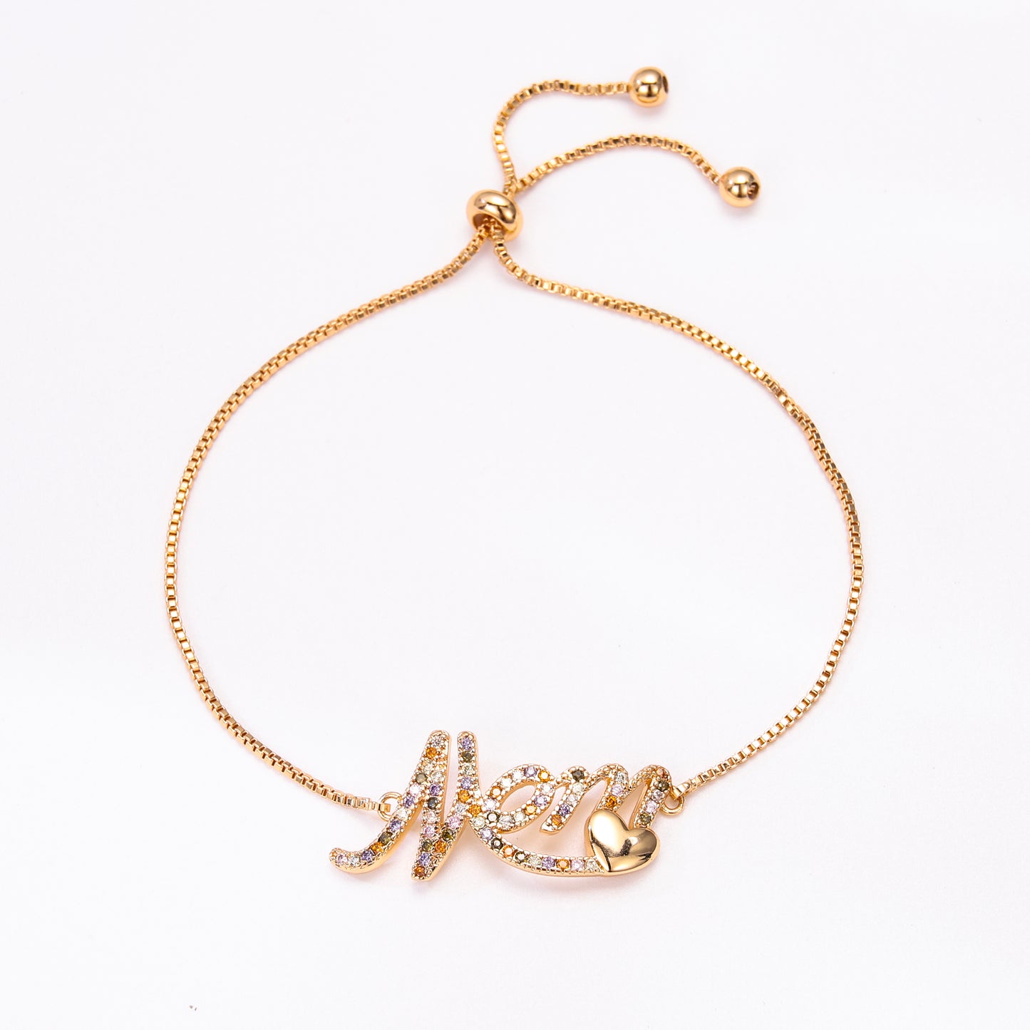 PinkFancy Jewelry 18K Gold-plated copper color cubic zirconia setting wholesale mom bracelet