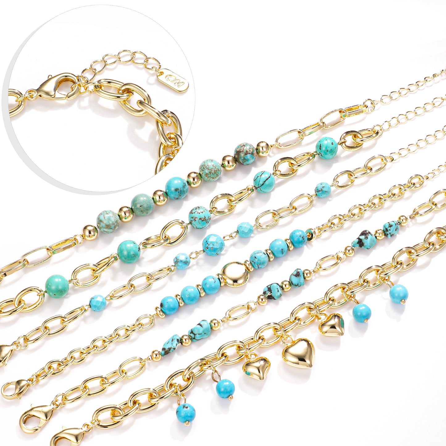 PinkFancy Jewelry 14K Gold-plated copper Beaded Turquoise wholesale bracelet