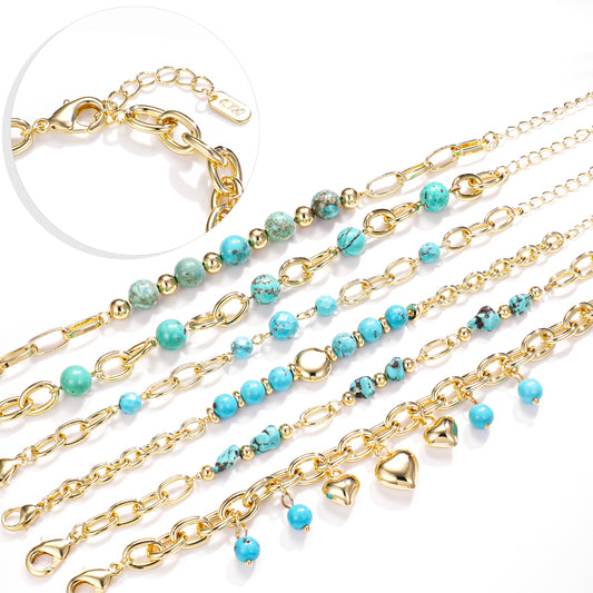 PinkFancy Jewelry 14K Gold-plated copper Beaded Turquoise wholesale bracelet
