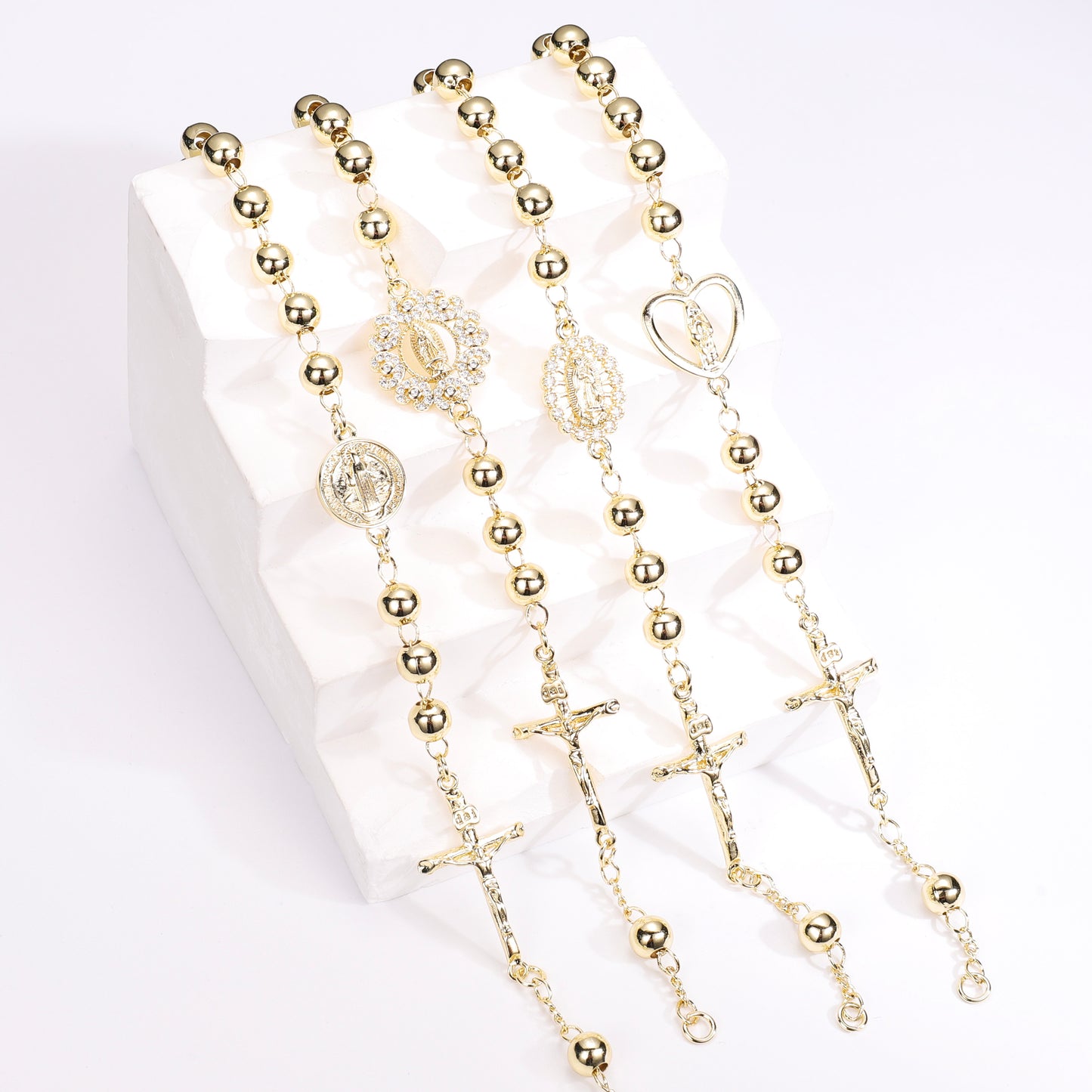 PinkFancy Jewelry 14K Gold-plated copper cubic zirconia setting Catholicism Christianity wholesale bracelet