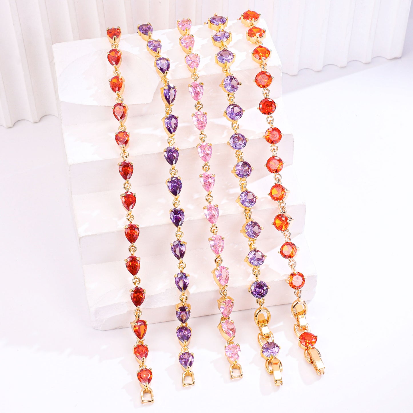 PinkFancy Jewelry 18K Gold-plated copper color cubic zirconia setting wholesale bracelet