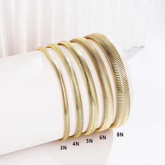 PinkFancy Jewelry 14K Gold-plated copper flat snake bone chain wholesale bracelet