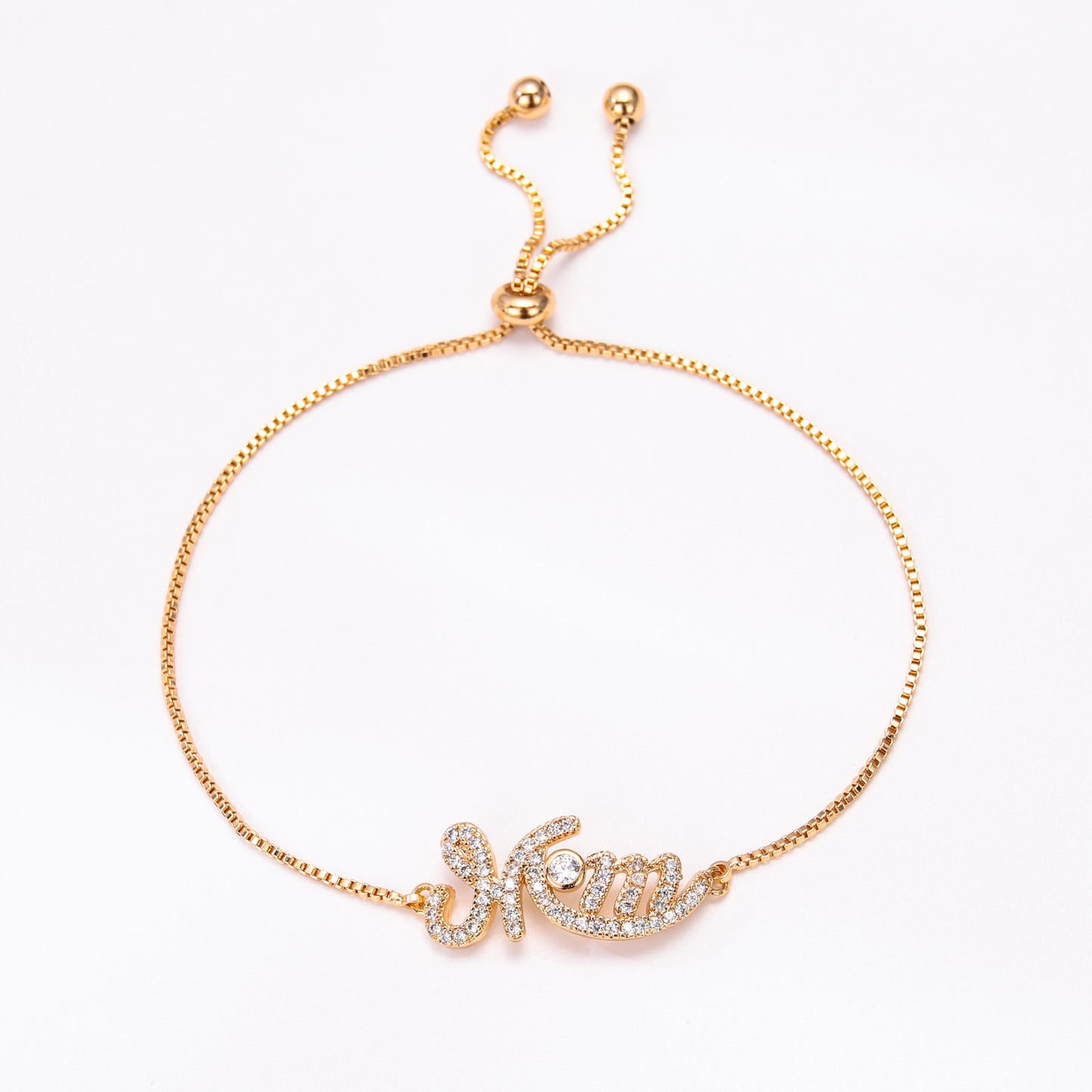 PinkFancy Jewelry 18K Gold-plated copper color cubic zirconia setting wholesale mom bracelet
