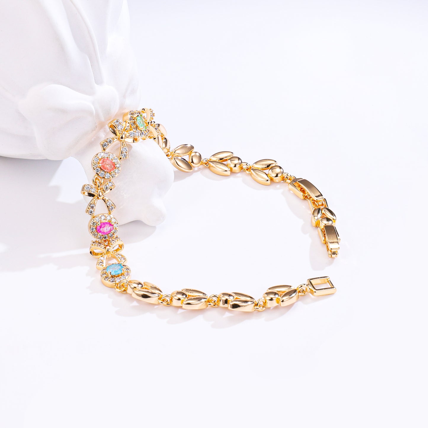 PinkFancy Jewelry 18K Gold-plated copper color cubic zirconia setting wholesale bracelet