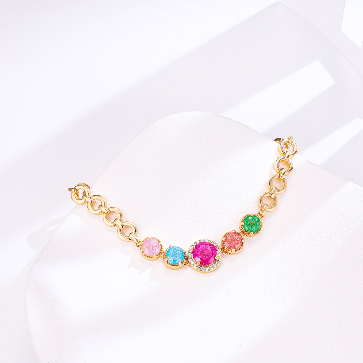 PinkFancy Jewelry 18K Gold-plated copper color cubic zirconia setting wholesale bracelet