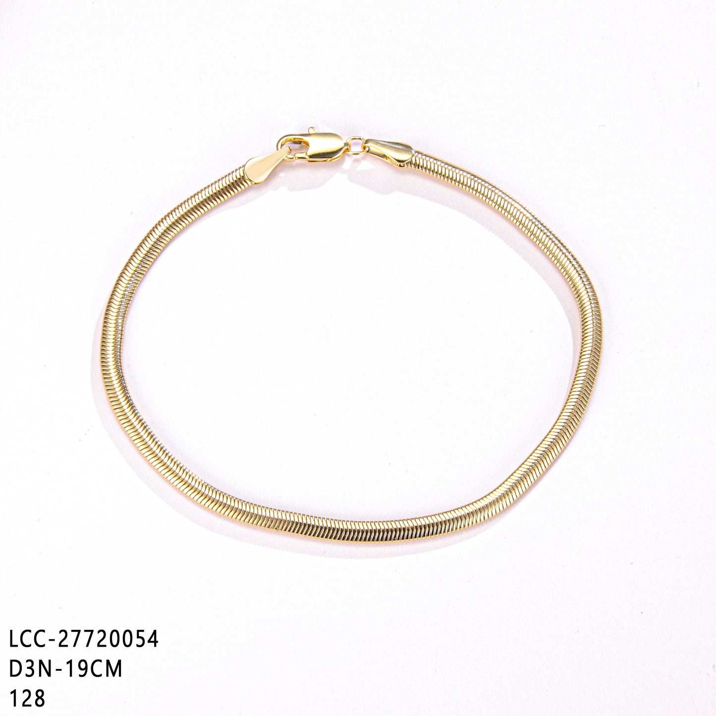 PinkFancy Jewelry 14K Gold-plated copper flat snake bone chain wholesale bracelet