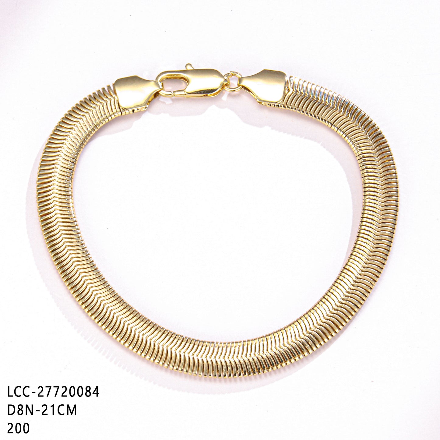 PinkFancy Jewelry 14K Gold-plated copper flat snake bone chain wholesale bracelet