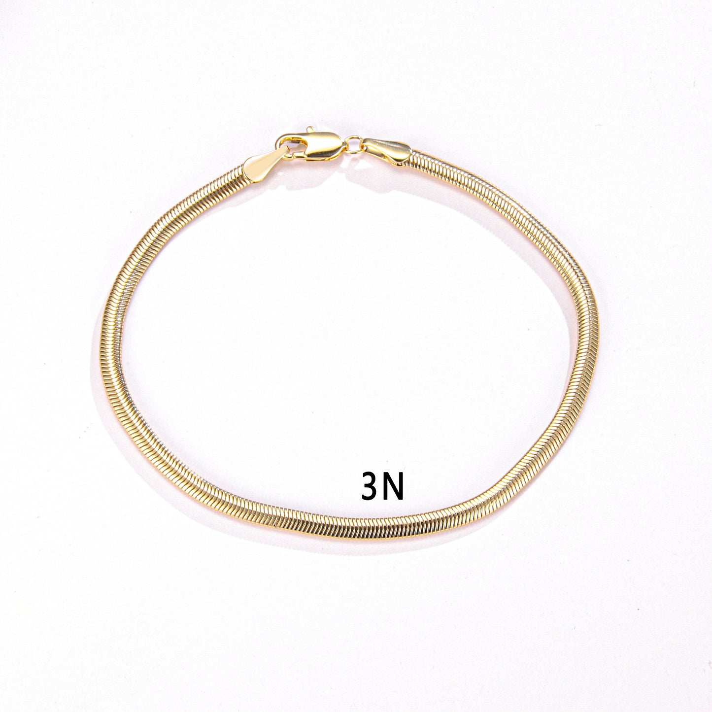 PinkFancy Jewelry 14K Gold-plated copper flat snake bone chain wholesale bracelet