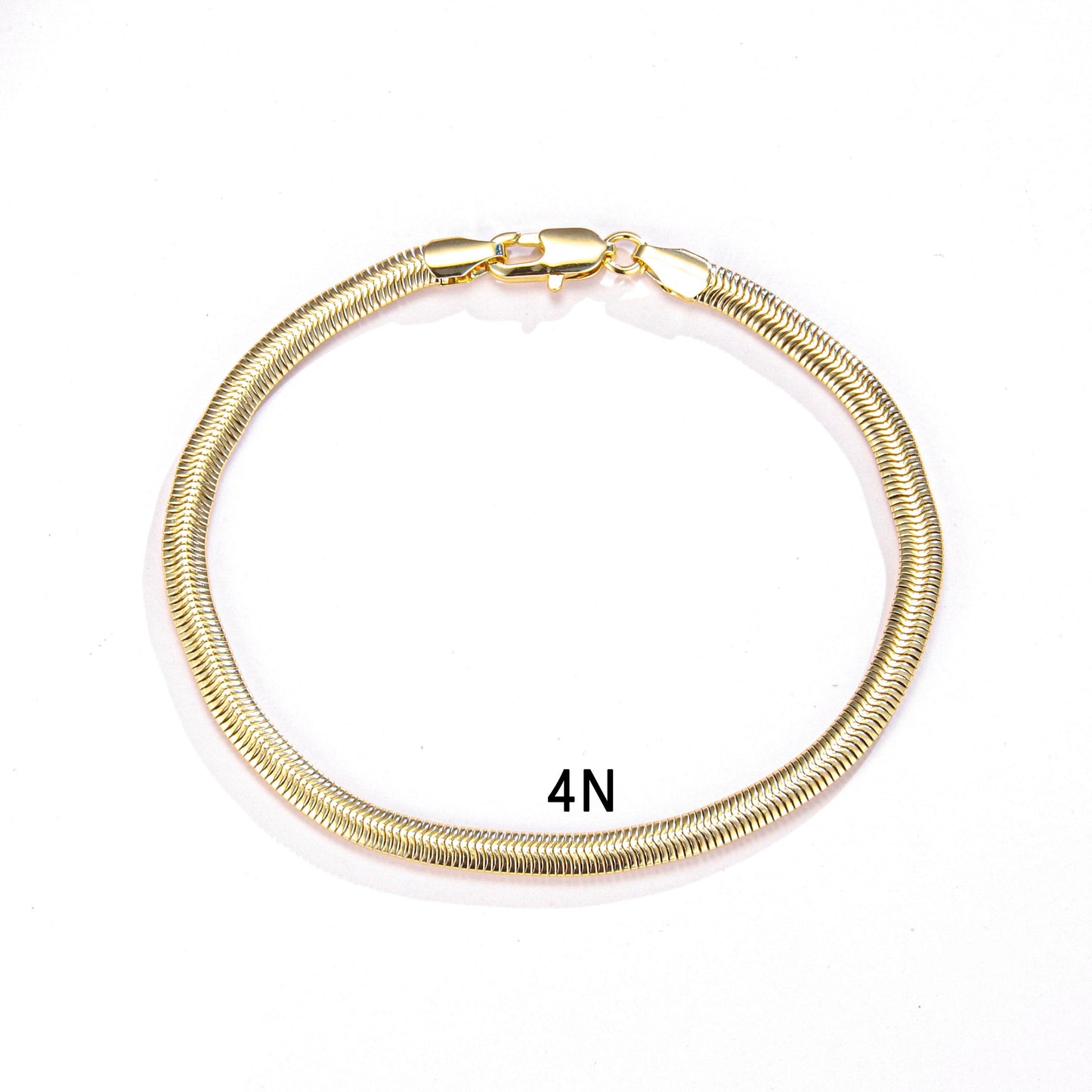 PinkFancy Jewelry 14K Gold-plated copper flat snake bone chain wholesale bracelet
