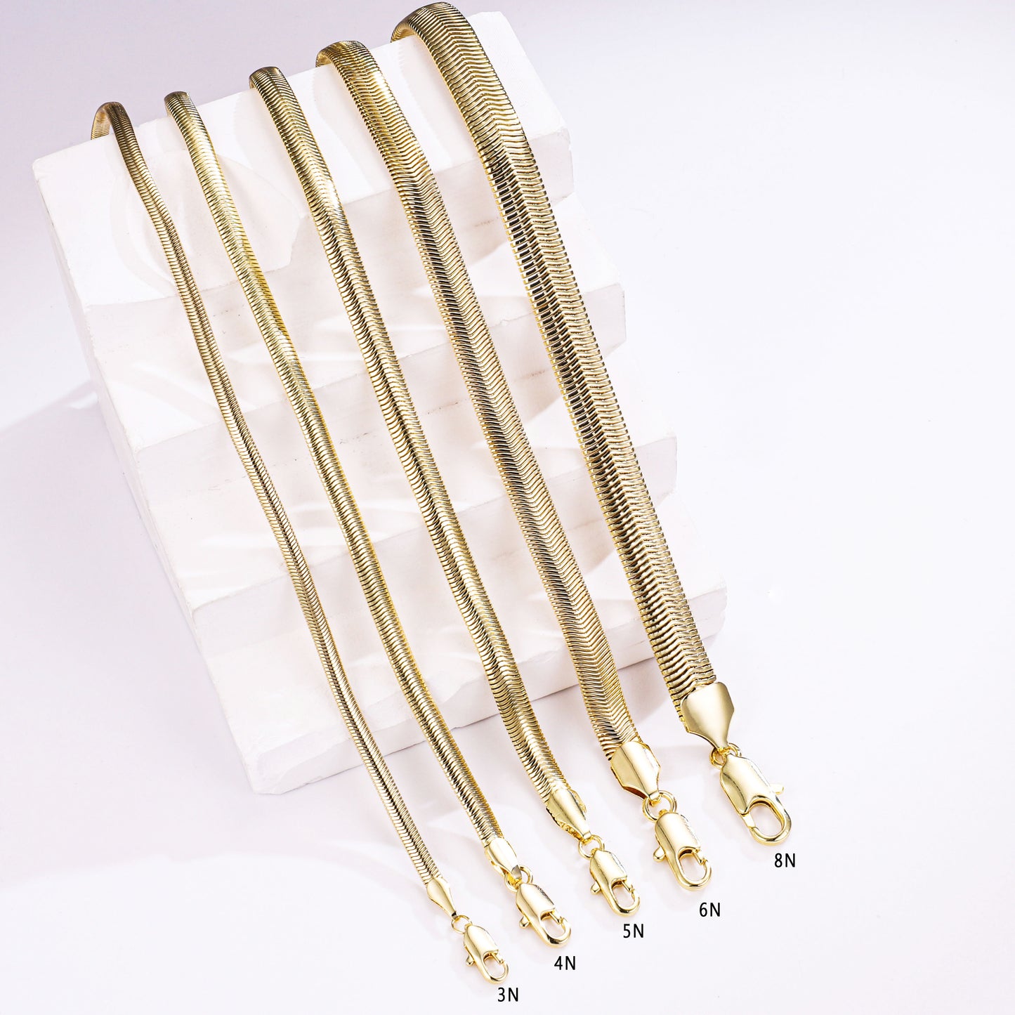 PinkFancy Jewelry 14K Gold-plated copper flat snake bone chain wholesale bracelet