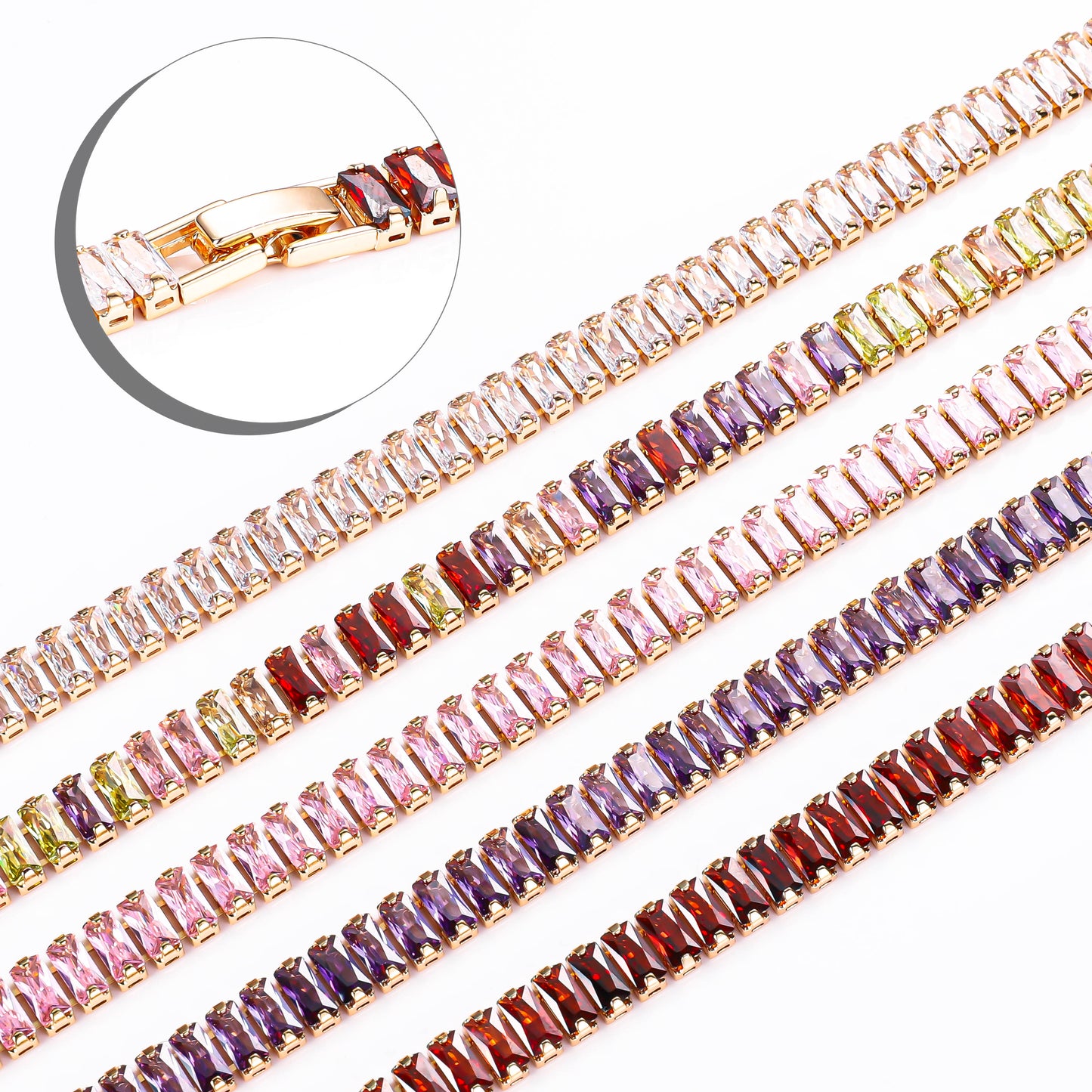 PinkFancy Jewelry 18K Gold-plated copper color cubic zirconia setting wholesale bracelet