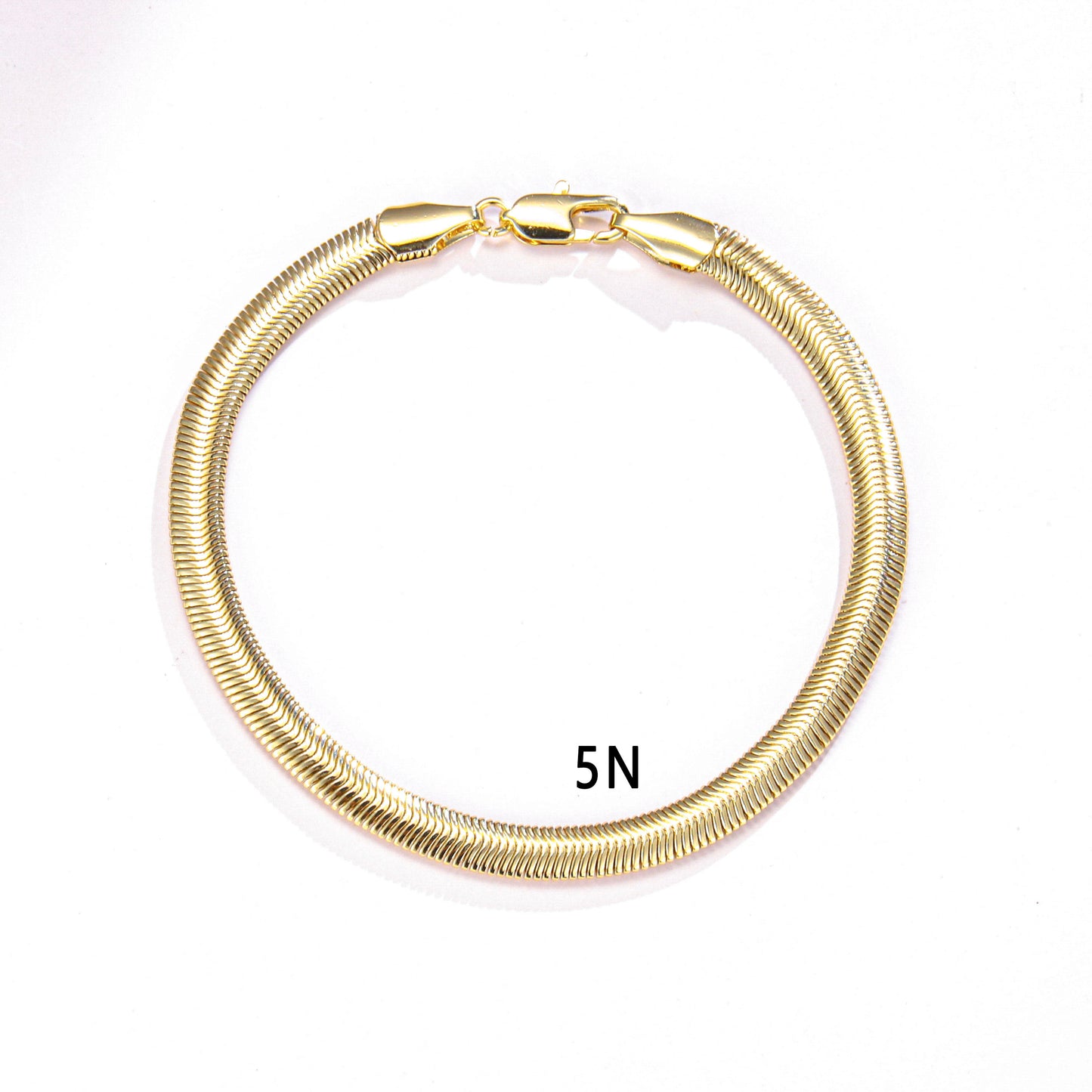 PinkFancy Jewelry 14K Gold-plated copper flat snake bone chain wholesale bracelet