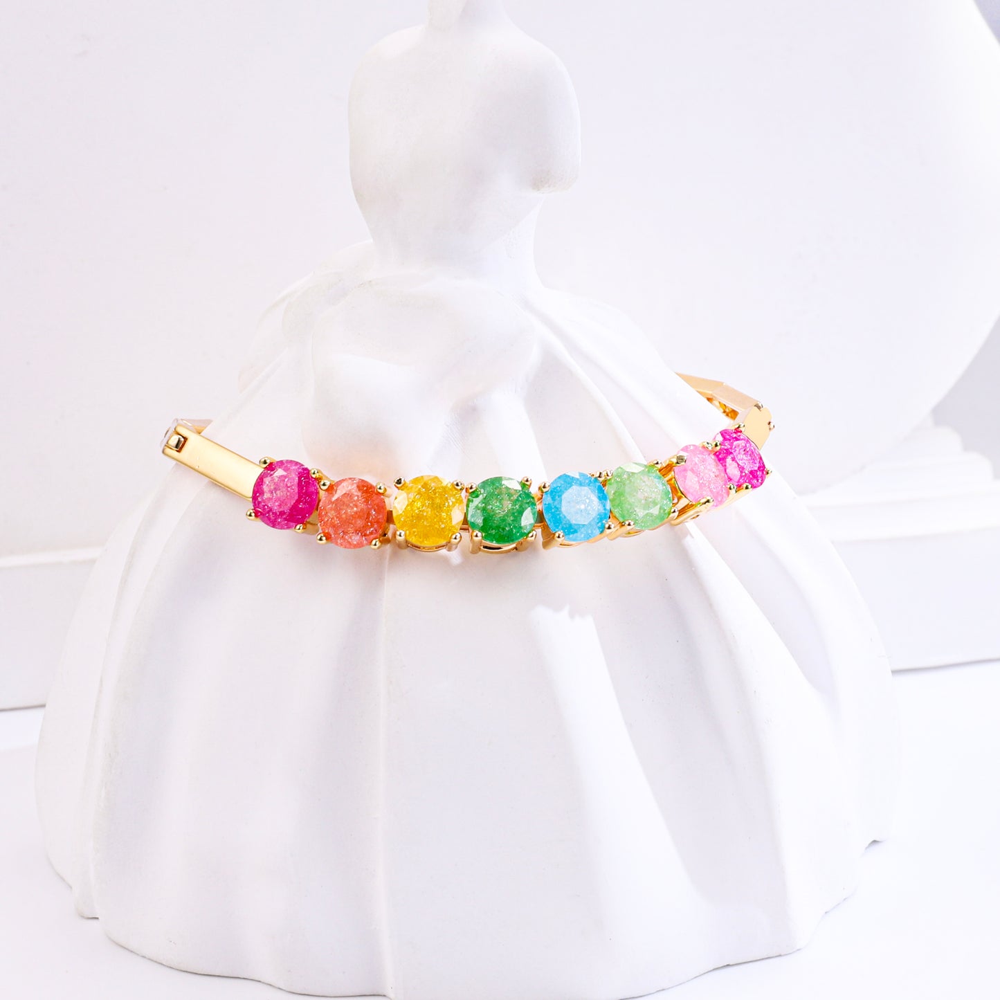 PinkFancy Jewelry 18K Gold-plated copper color cubic zirconia setting wholesale bracelet