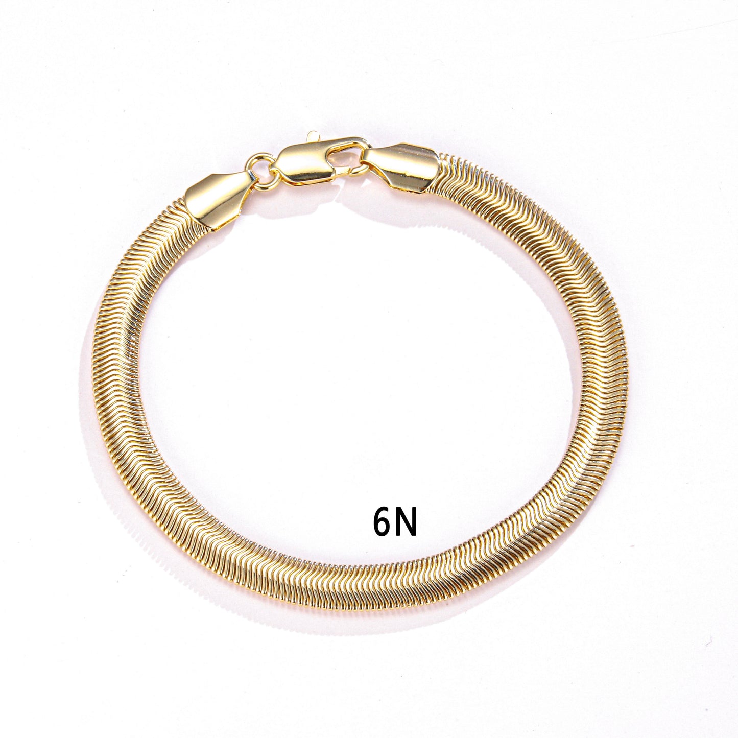 PinkFancy Jewelry 14K Gold-plated copper flat snake bone chain wholesale bracelet