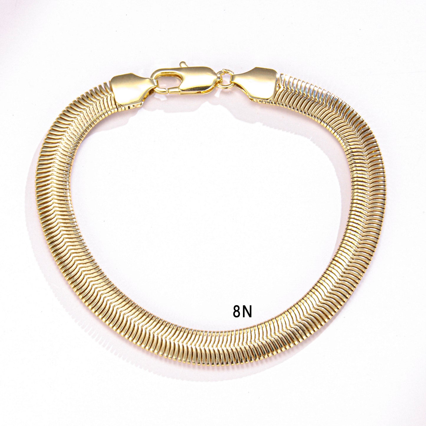 PinkFancy Jewelry 14K Gold-plated copper flat snake bone chain wholesale bracelet