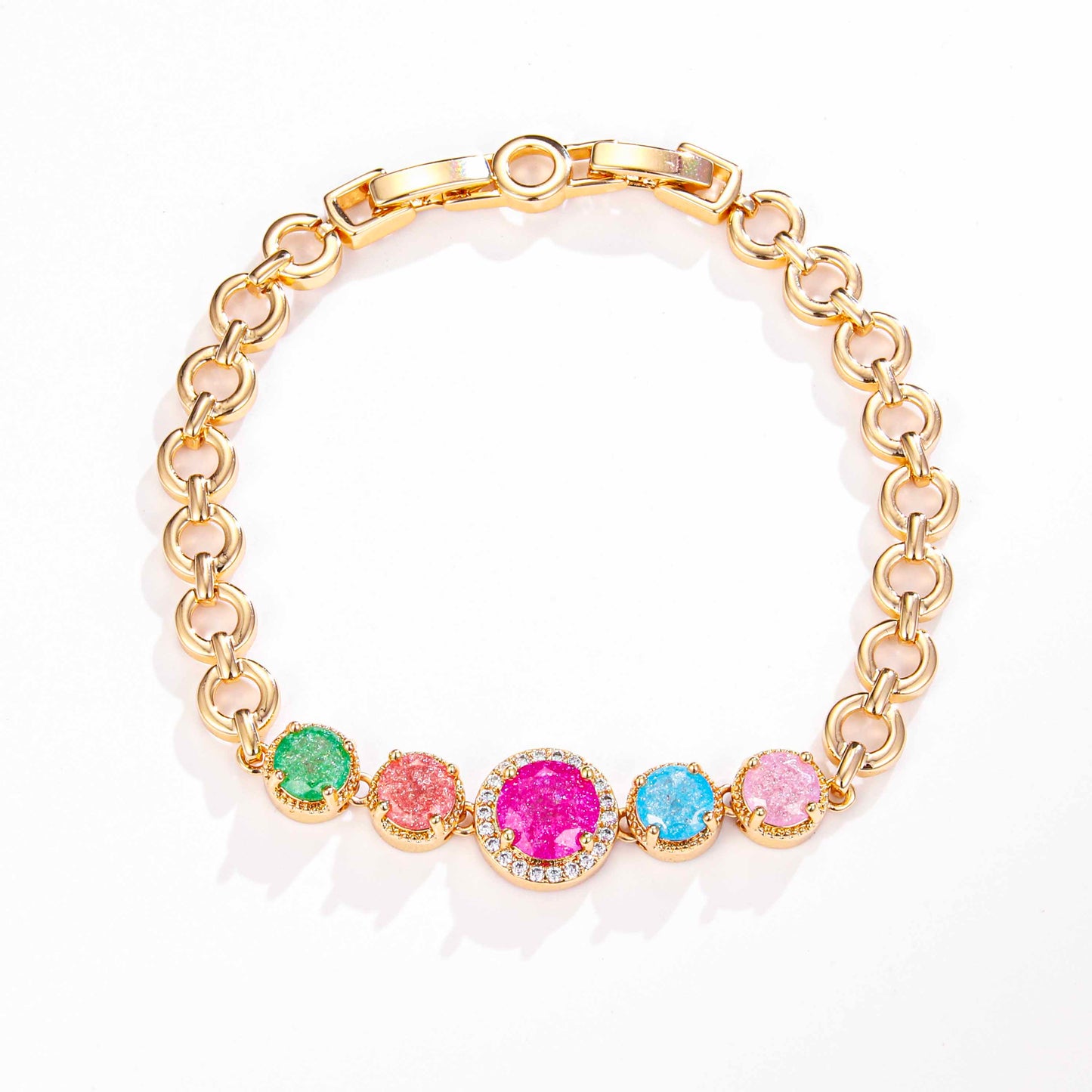 PinkFancy Jewelry 18K Gold-plated copper color cubic zirconia setting wholesale bracelet