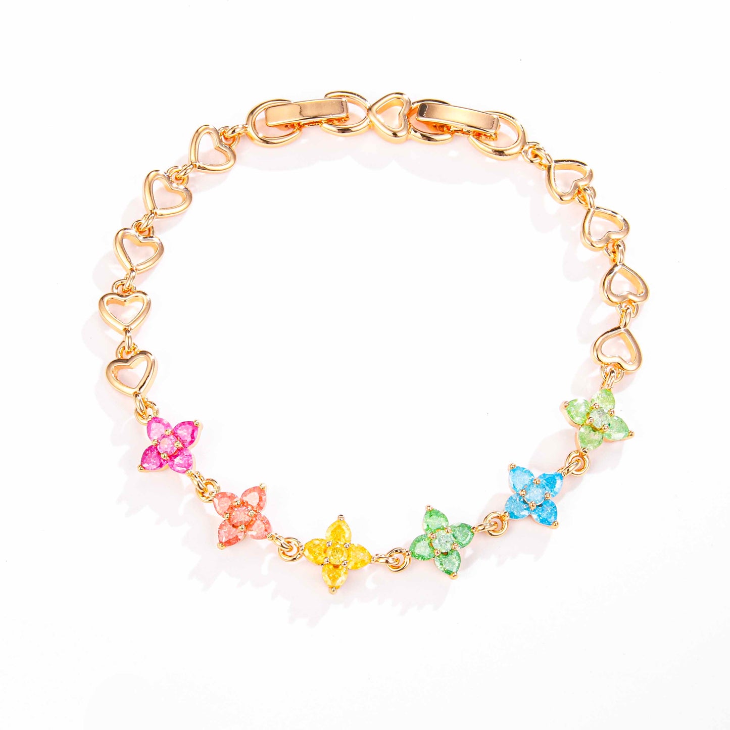 PinkFancy Jewelry 18K Gold-plated copper color cubic zirconia setting wholesale bracelet