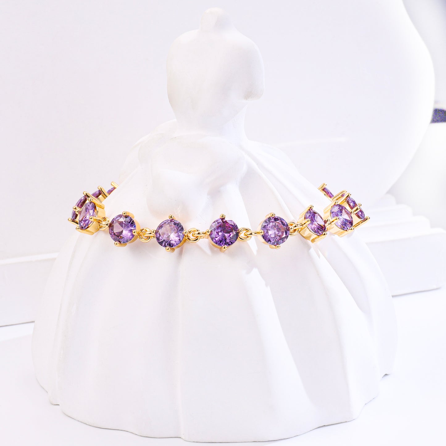 PinkFancy Jewelry 18K Gold-plated copper color cubic zirconia setting wholesale bracelet