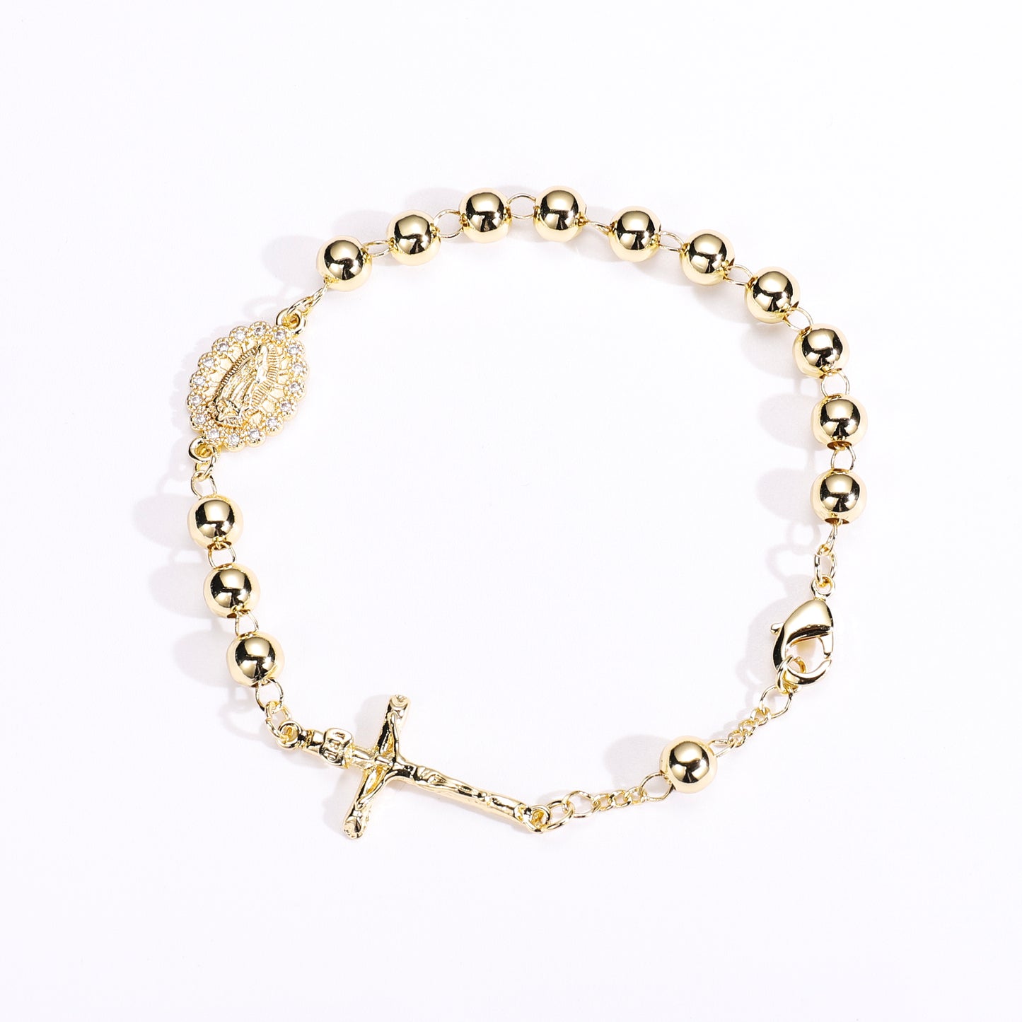 PinkFancy Jewelry 14K Gold-plated copper cubic zirconia setting Catholicism Christianity wholesale bracelet