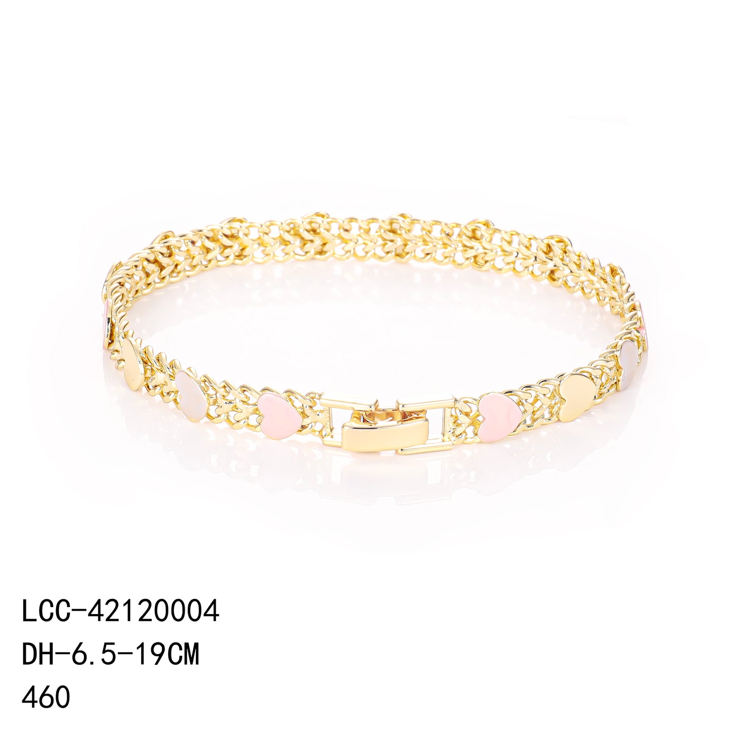 PinkFancy Jewelry 14K Gold-plated copper three-colored wholesale hearts bracelet