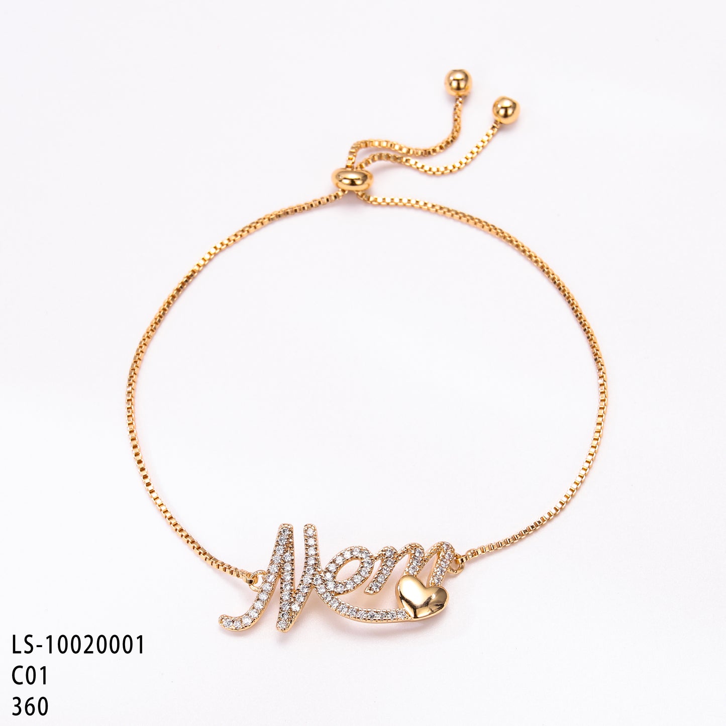 PinkFancy Jewelry 18K Gold-plated copper color cubic zirconia setting wholesale mom bracelet